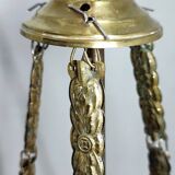 Lámpara de techo "Art Nouveau" de latón y cristal.  España, 1930s.