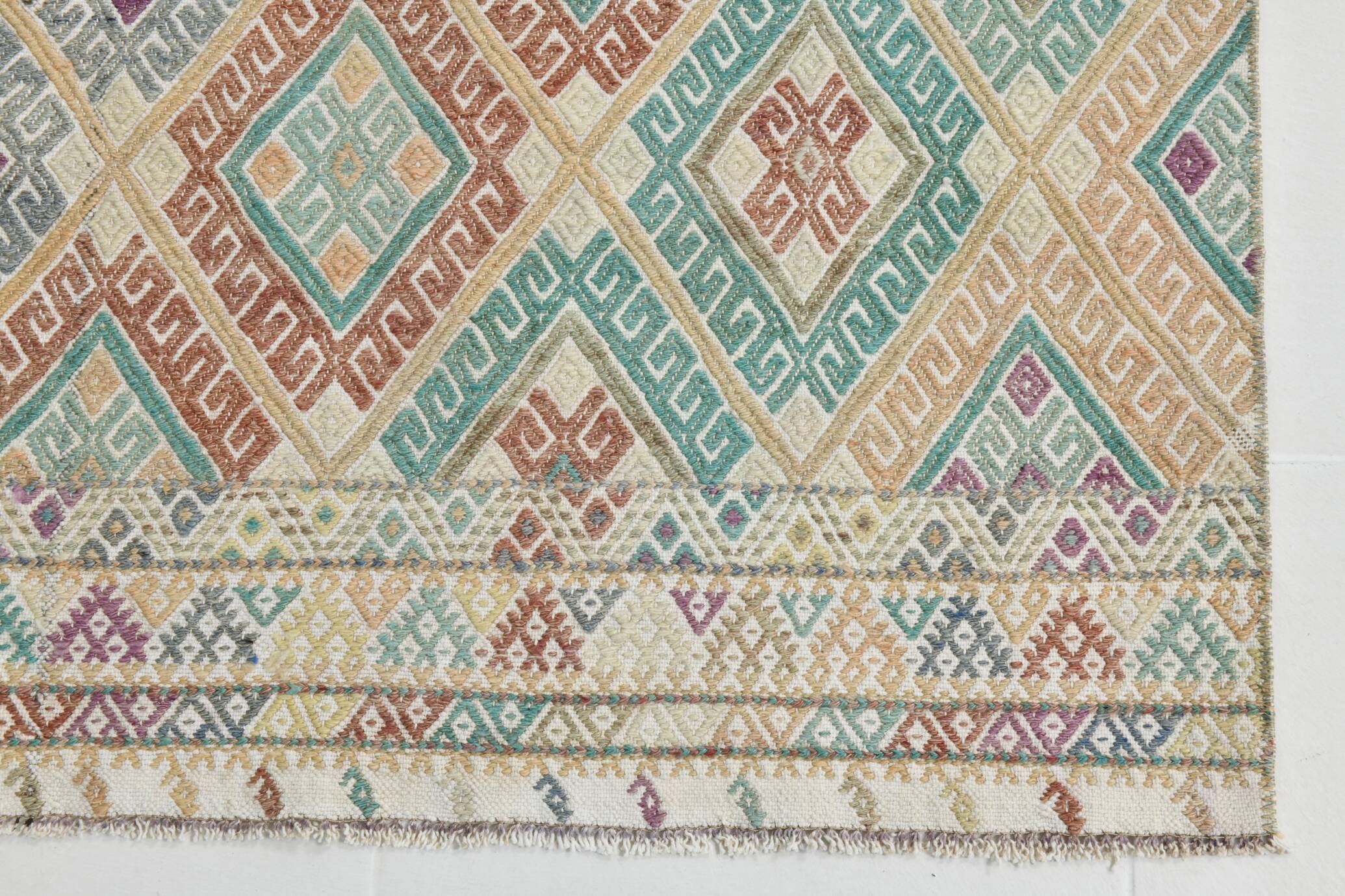 3x9 Soft Pastel Kilim Runner Rug, 81x286Cm