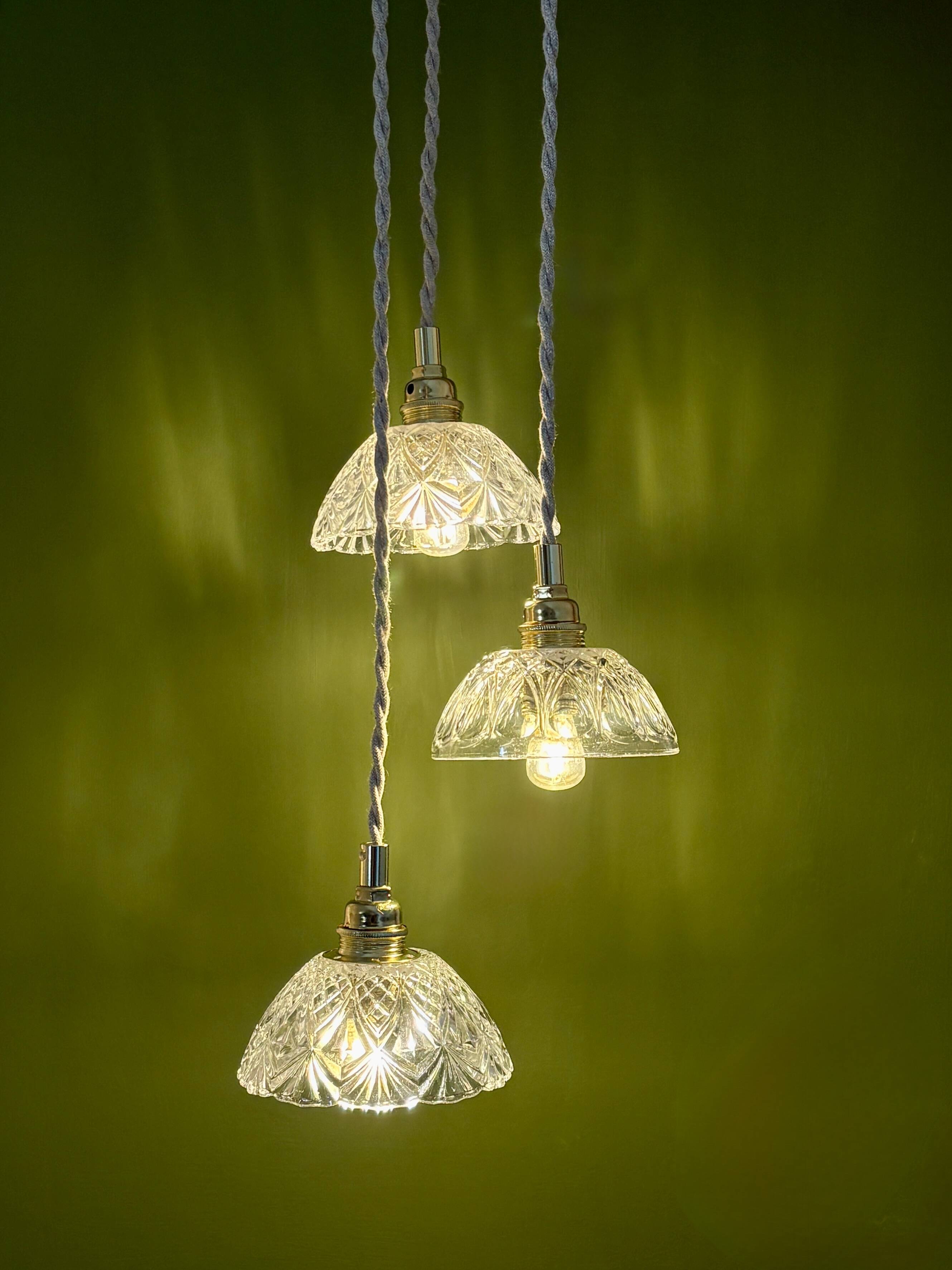 Vintage triple suspension lampshade in cut glass - tableware collection