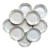 Assiettes plates Terre de fer vertes Creil & Montereau Labrador modèle "Napoleon" 1890s