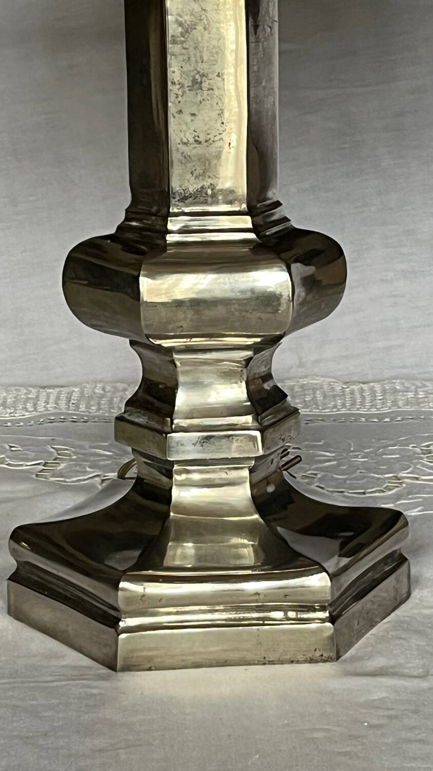 Vintage brushed stainless steel table lamp