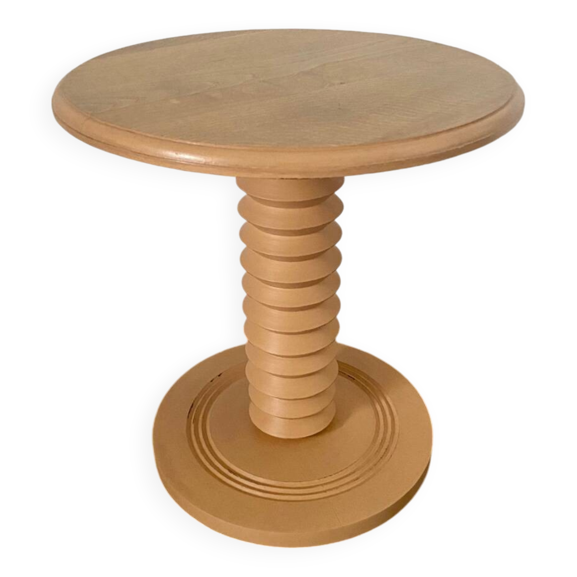 Terracotta Nude Spiral Turned Wood Side Table