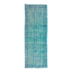 Vintage turkish rug over-dyed in teal blue color