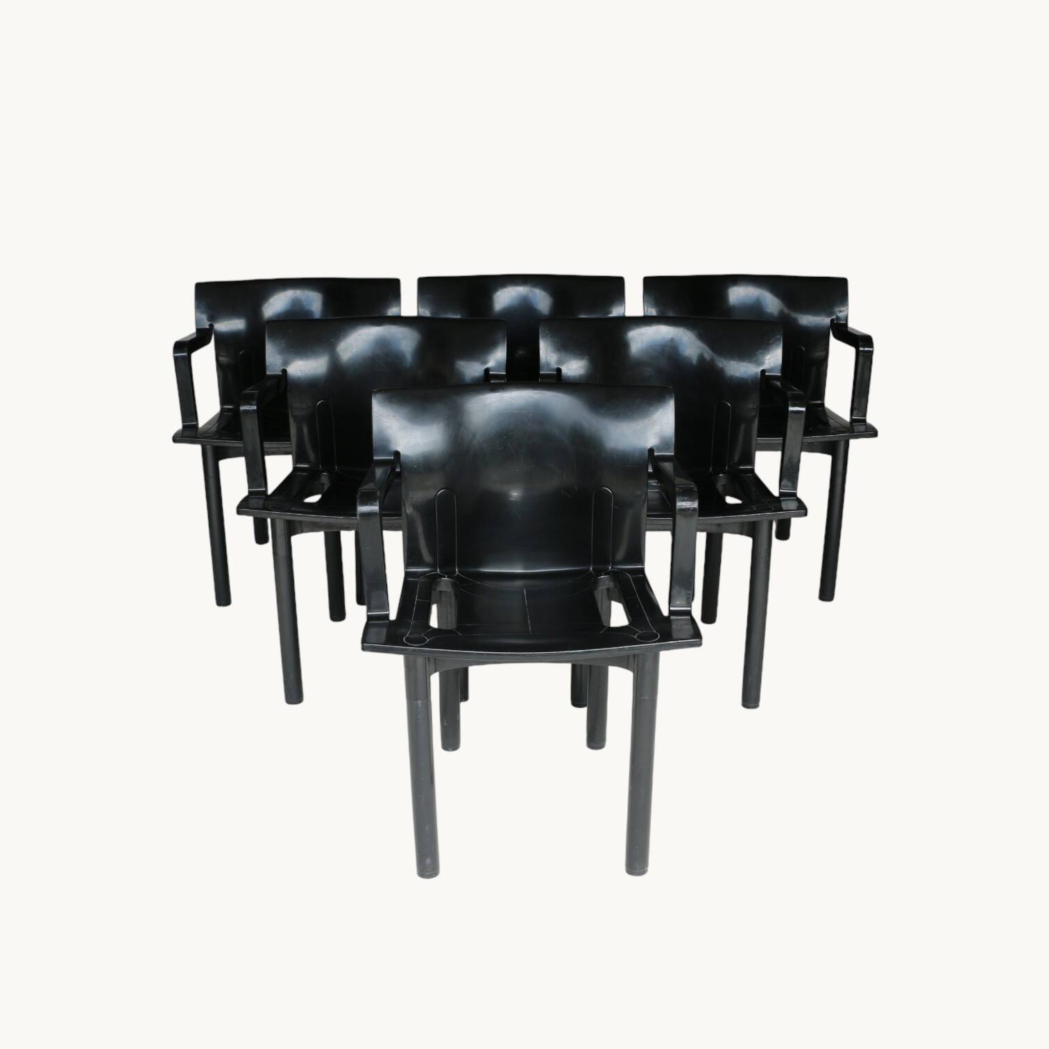 A set of chairs and armchairs, Anna Castelli for Kartell, Italy, 80s.