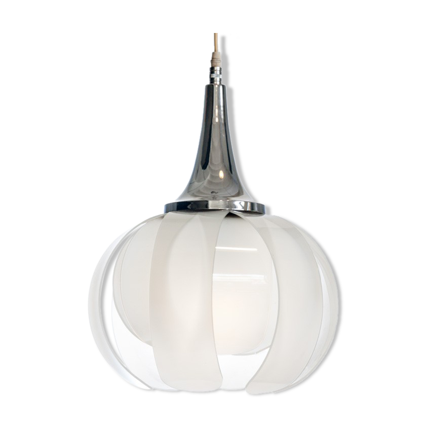 Vintage ceiling lamp in methacrylate and chrome metal, Spain, 1970