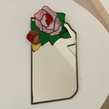 Vintage stained glass and lead mirror