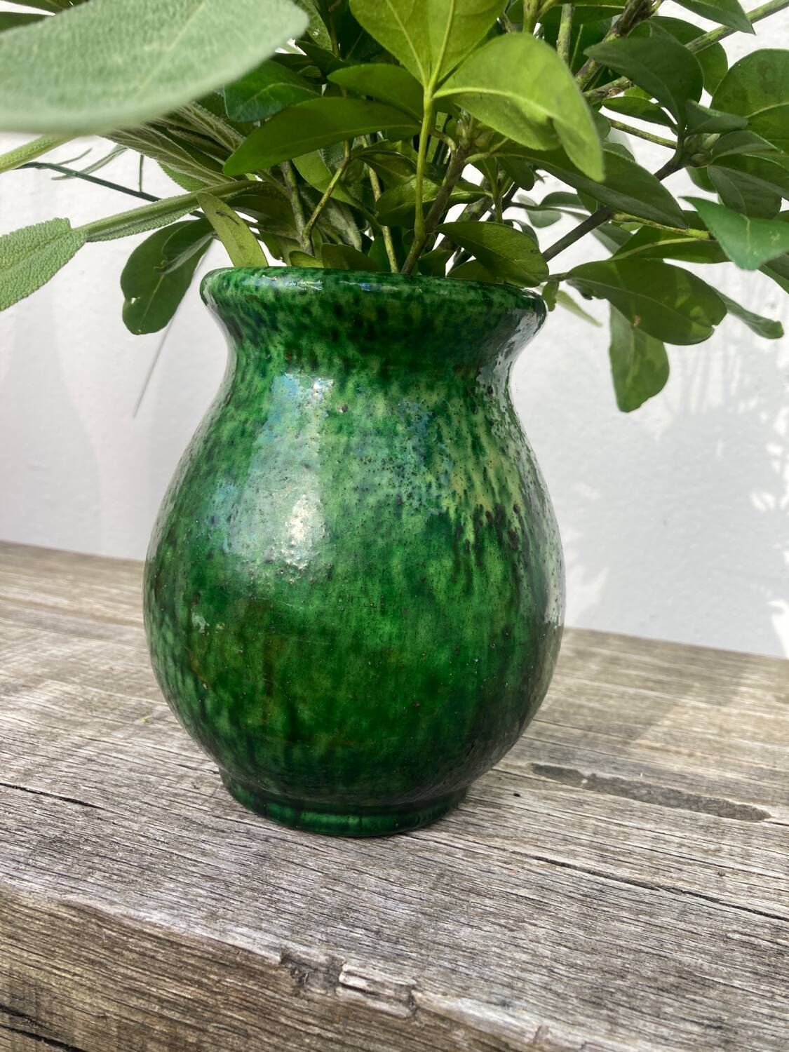 Vallauris 1950 Jordan Foucard vase in green ceramic
