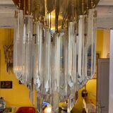 Venini Ceiling light large crystal glass blade, Italy 1980s