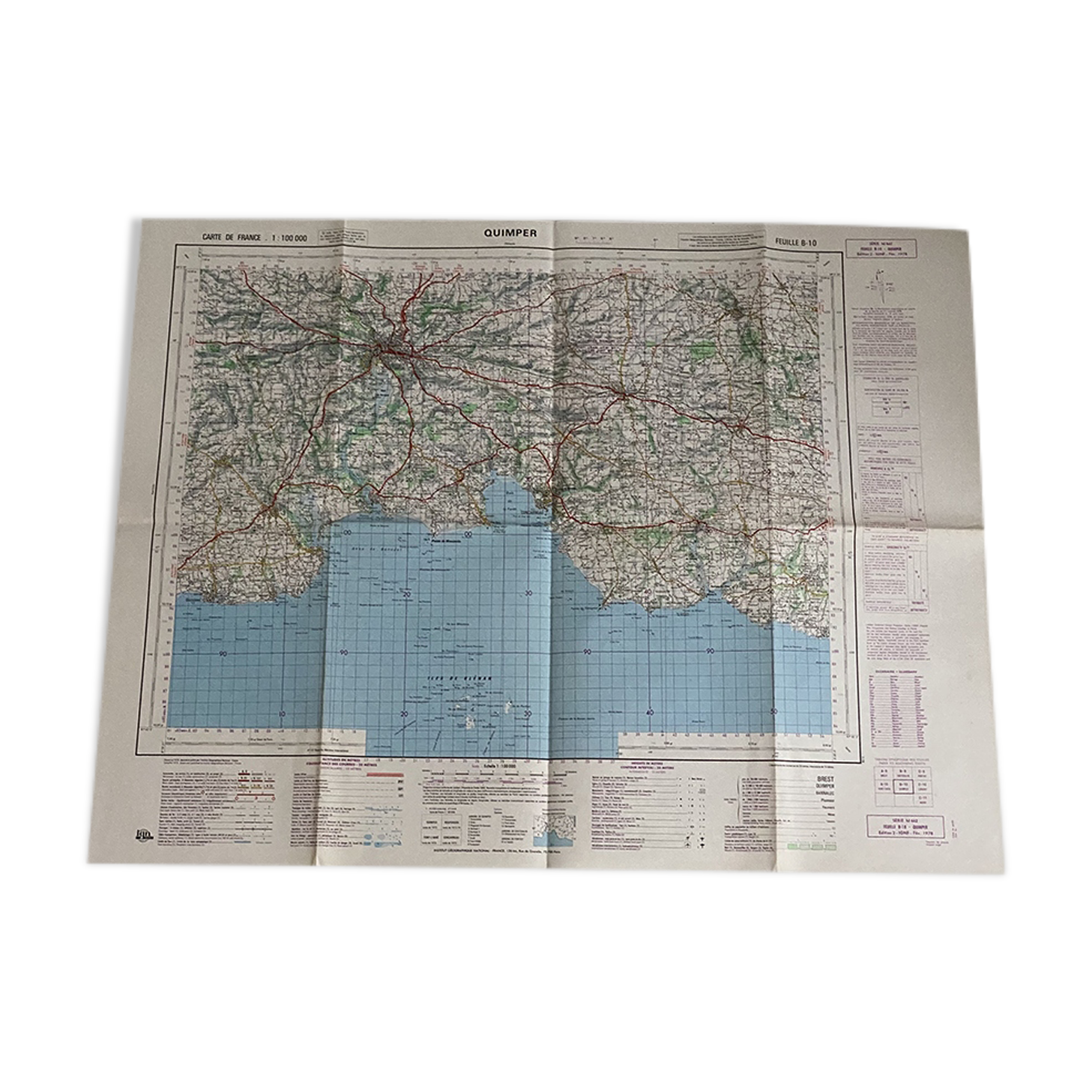 Map Quimper - Guilvinec - Concarneau - Les Glénans 1978