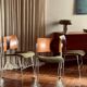 Lot de 4 chaises vintage design années 70 – bois, chrome
