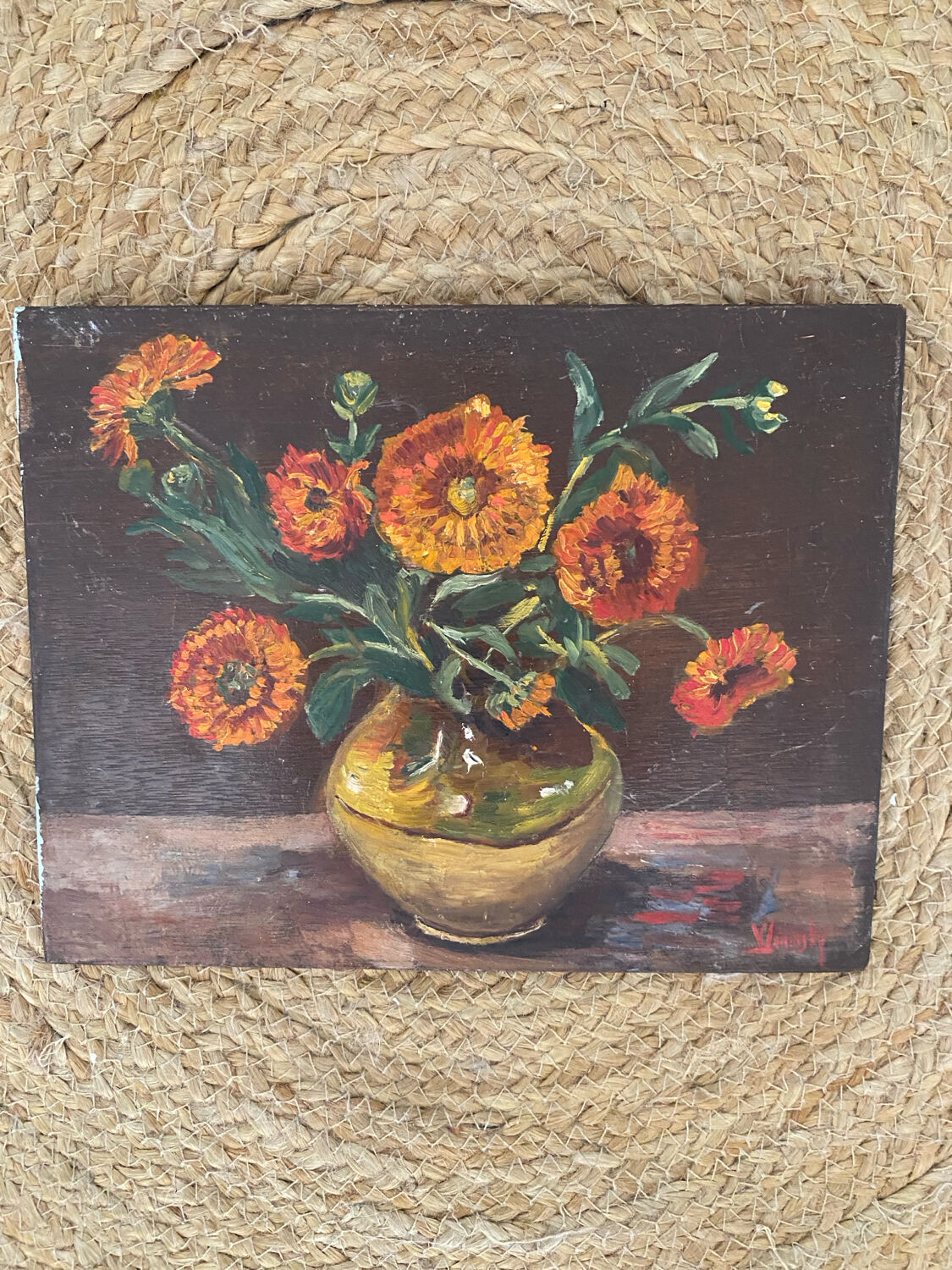 Still life "marigolds in a vase"