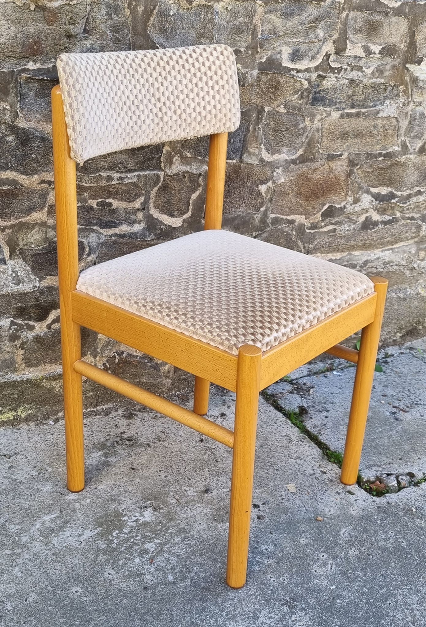 Baumann wood and velvet chair, Scandinavian spirit, vintage, 60s