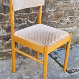 Chaise Baumann bois et velours, esprit scandinave, vintage, années 60