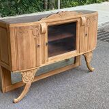 Vitrine vaisselier vintage en bois massif art déco 1940