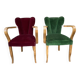 Pair of vintage studded velvet bridge chairs, 1950s