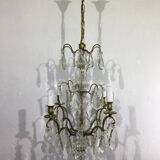 4 light bronze and crystal chandelier