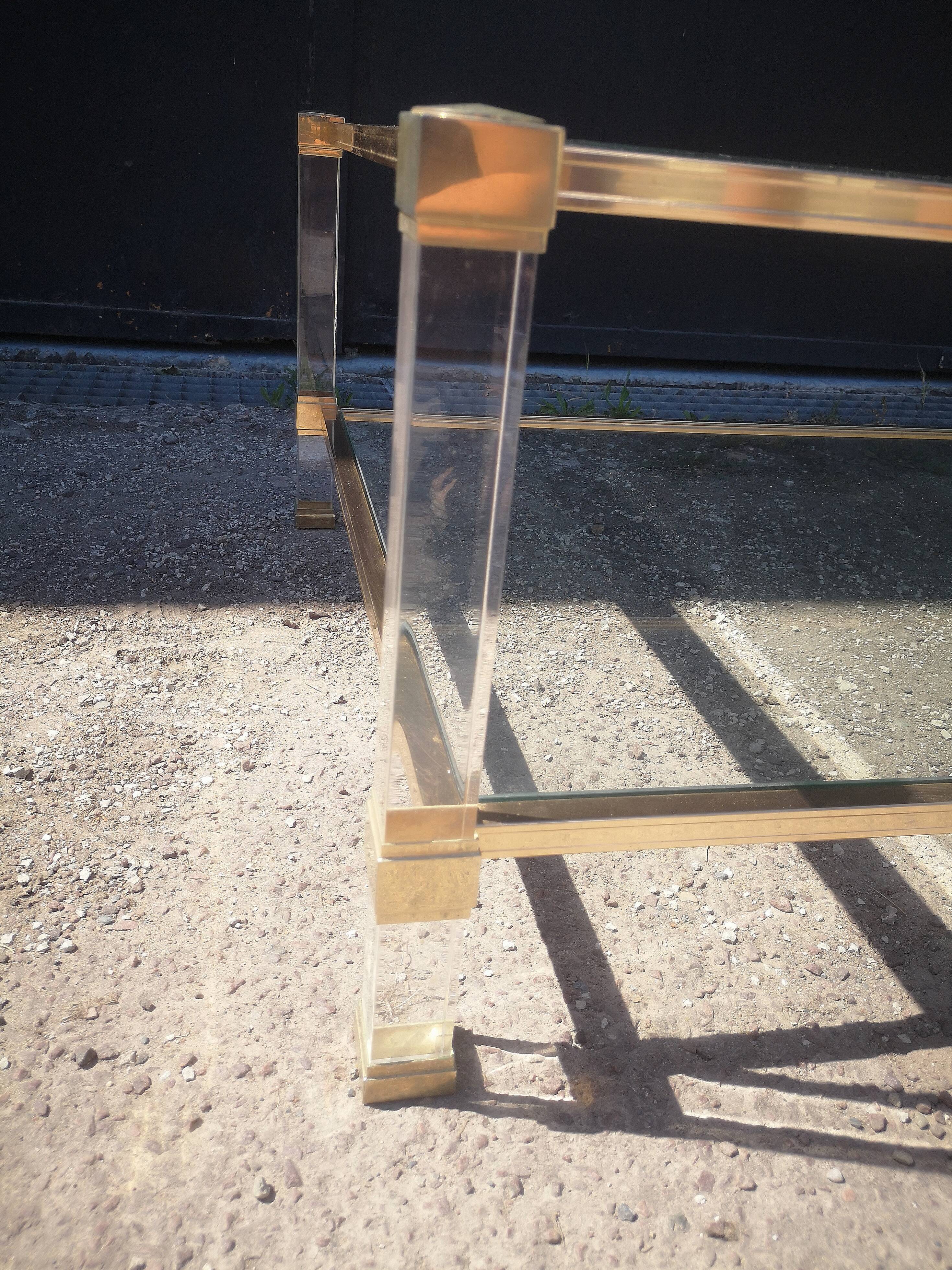 Large coffee table glass Vandel stone 1970