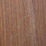1960s table with teak veneer and glass top + extensions