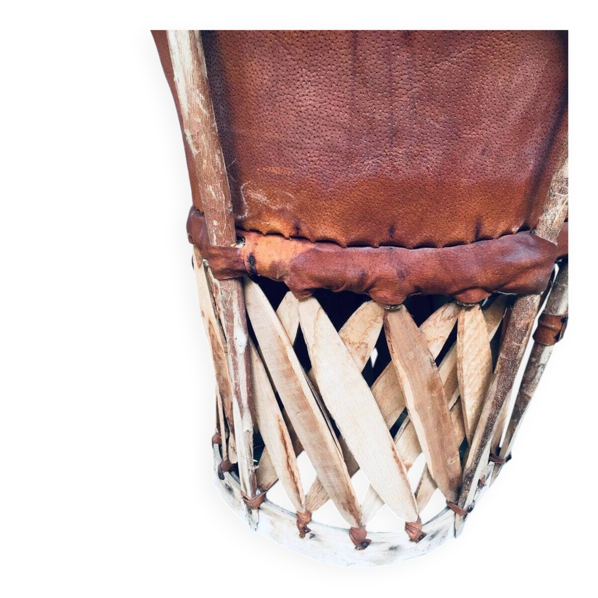 Mexican Art Populaire Artisan Made Leather Table & Chairs by Wim Rietveld, 1970s, Set of 5