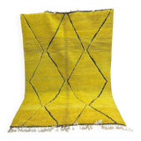 Handmade Berber rug from Oued Zem, yellow, size 140 x 260 cm