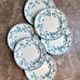 6 assiettes plates Longwy en terre de fer bleue, service "Chartres"