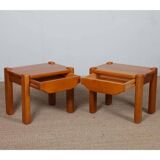Pair of bedside tables in solid elm from the 1980s.