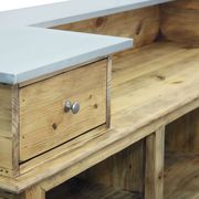 Industrial style bar counter in solid wood and metal top 180cm