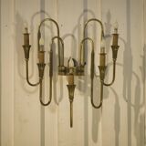 Monumental bronze wall light with 5 arms, neoclassical Art Deco from the 1940s.