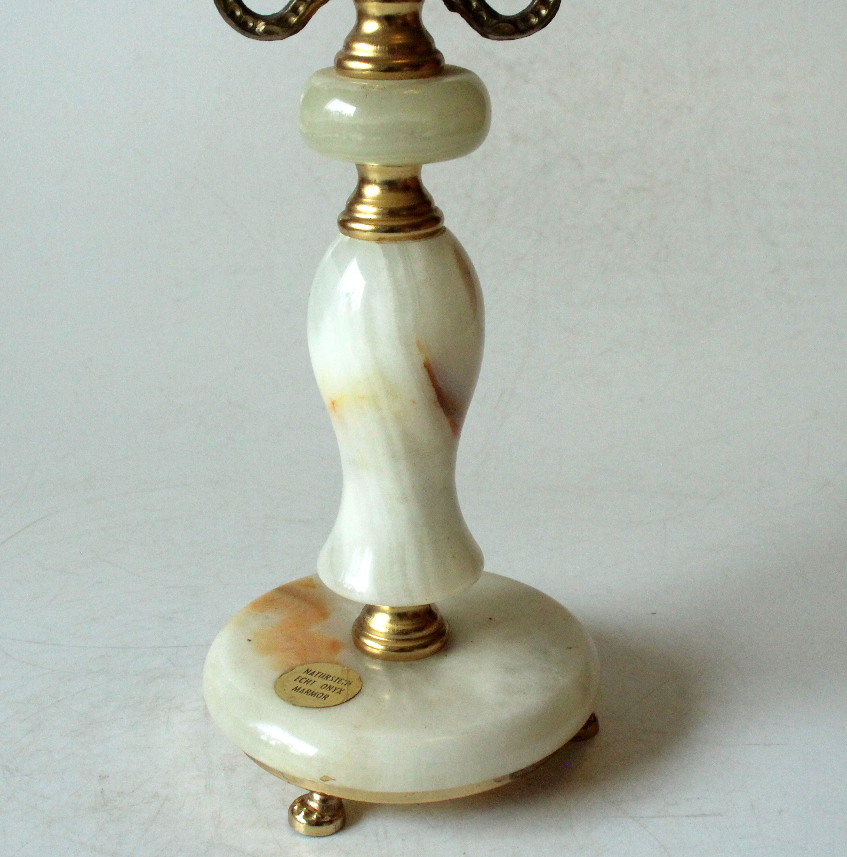 1960s onyx and brass candle holder, vintage