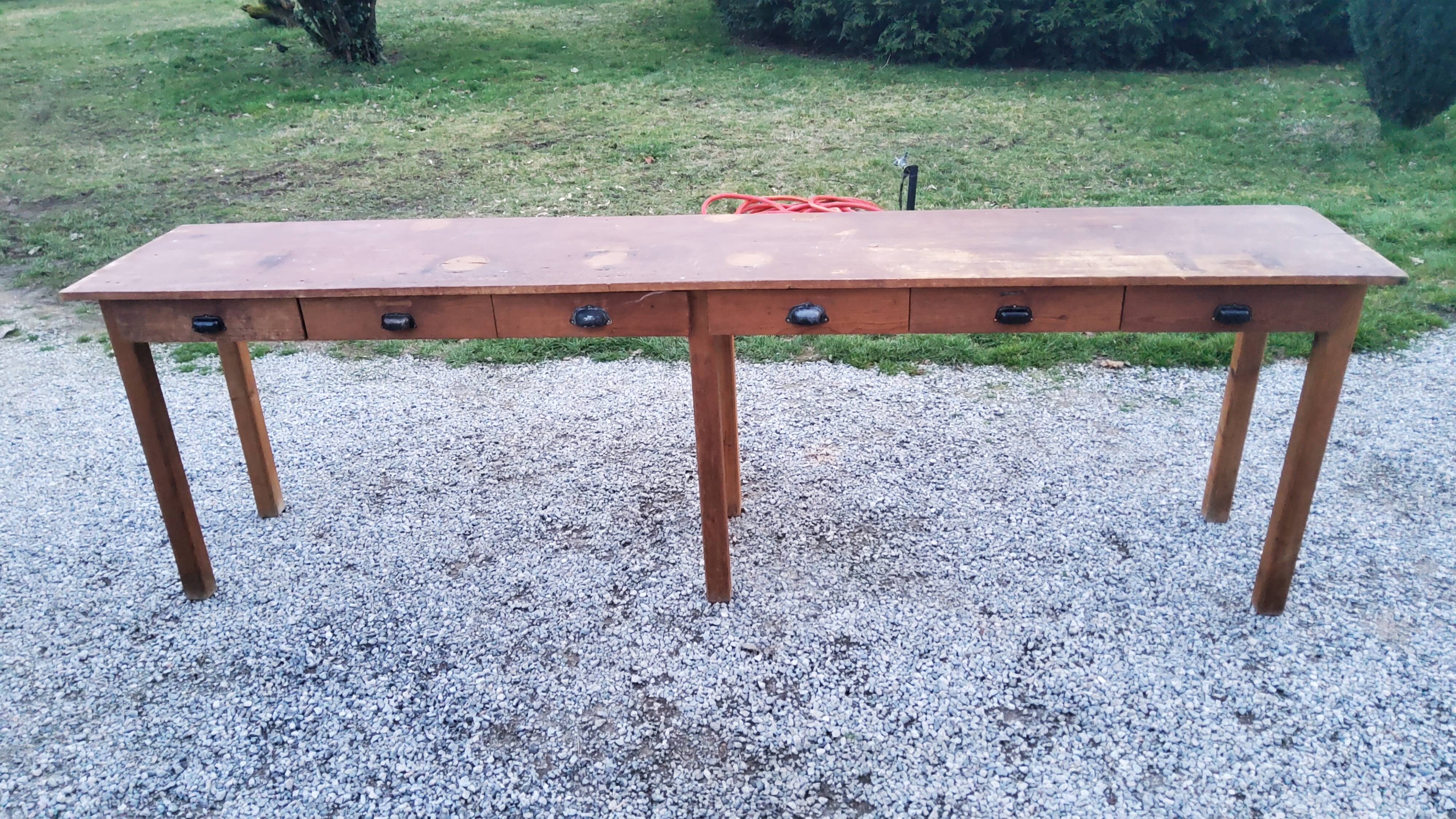 Old jewelry workshop workbench table 6 feet 6 drawers 271cm