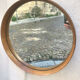 Scandinavian round mirror in teak