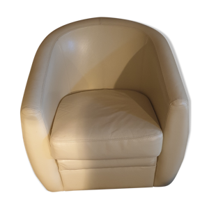 fauteuil club cuir ivoire