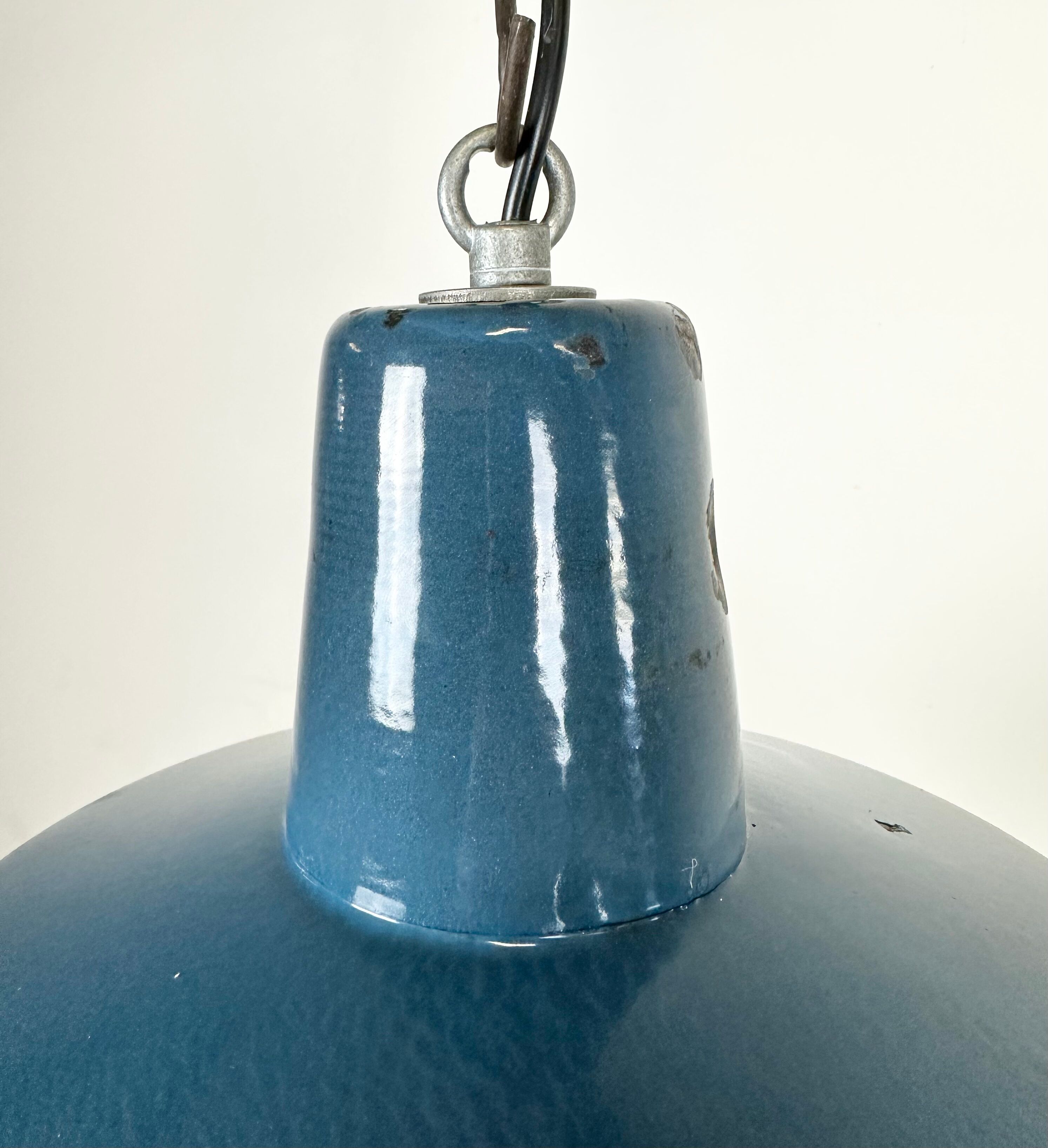 Industrial Blue Enamel Factory Pendant Lamp, 1960s