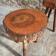 Vintage wooden tripod stools, set of 2, France 1960s