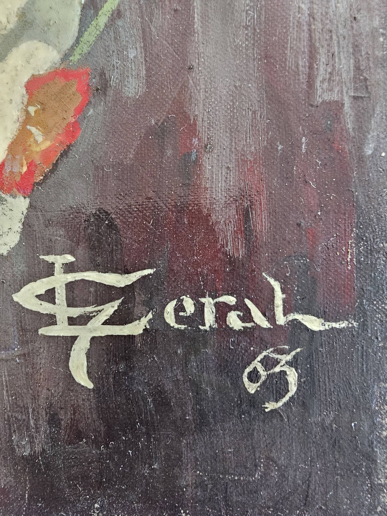 Table Oil on canvas The bouquet of Daffodils (Flowers) signed L Geral