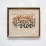 Old lithograph signed Claude Micaud