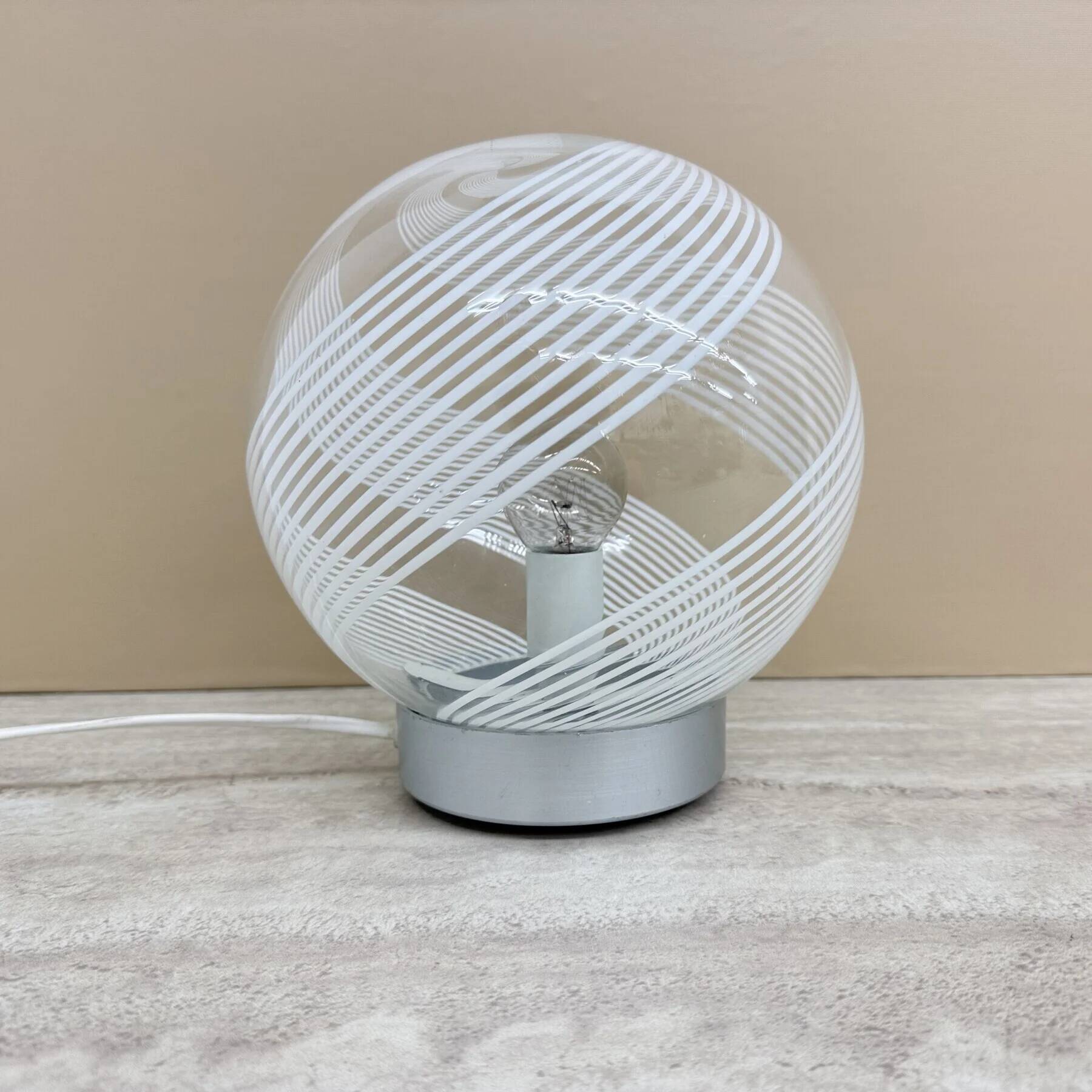 Mid-century design swirl glass table lamp, 1970s Italy