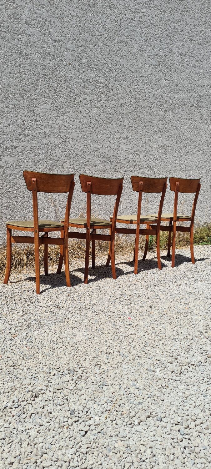 Lot 4 chaises bistrots velours kaki
