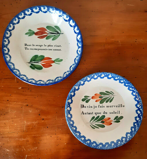 Pair of chatty earthenware plates 19th century