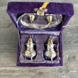 Vintage Salt and Pepper Shaker Set on Tray