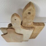 Three vintage solid wood cutting boards