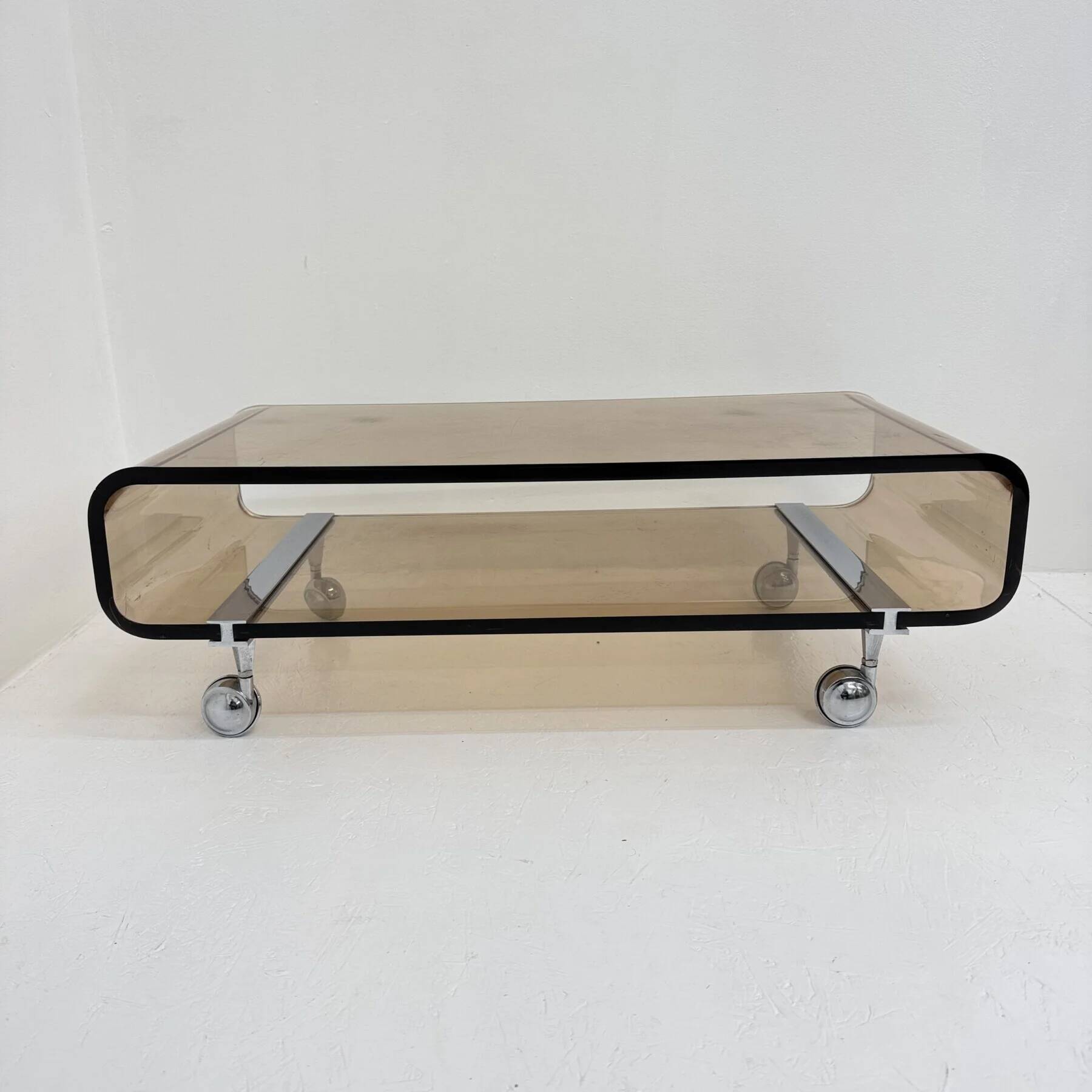 Mid-century plexiglas design coffee table by Michel Dumas for Roche Bobois, 1972