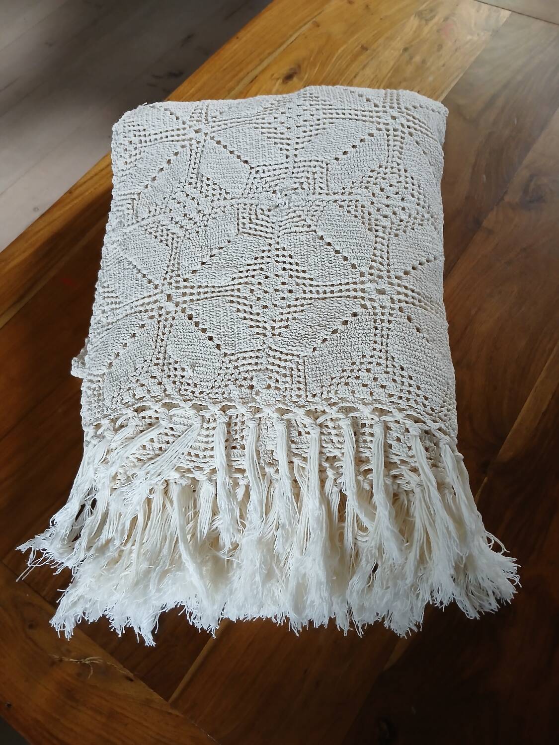Plaid ancien en crochet fait main
