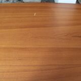 1960s table with teak veneer and glass top + extensions