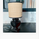 Black ceramic table lamp and fiber