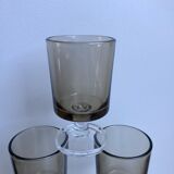 Set of 5 glasses with liqueur smoked glass design 70s