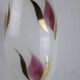 Vintage 1950s Pendant Light, Cream White Glass, Pink and Gold Flower Pattern, ARLUS