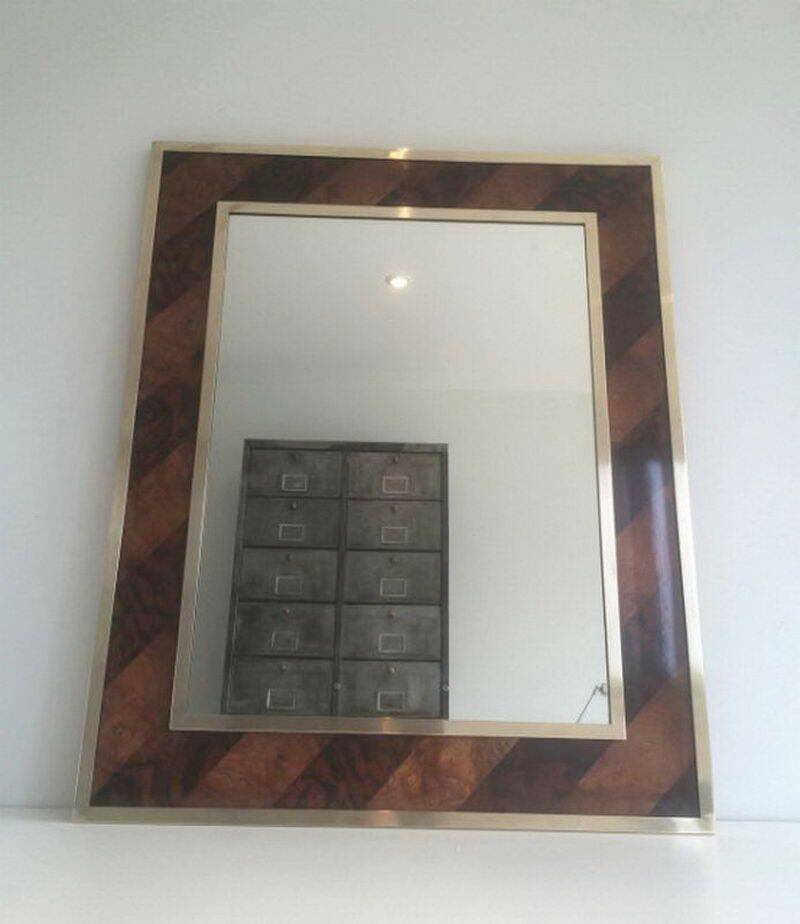 Mirror in wood and brass marquetry
