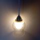 Vintage pendant light, textured amber and granite tulip glass, white twisted cord