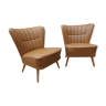 Paire de fauteuils cocktail vintage fauve